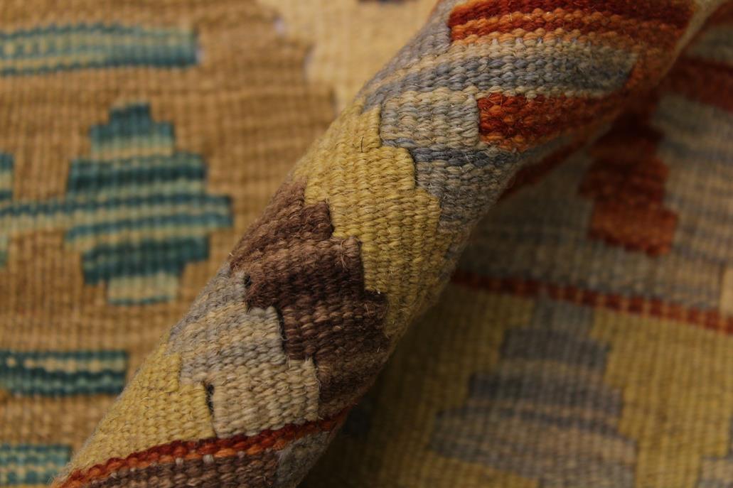 Flat Weave Kilim Antique Navaho Vintage handmade Geometric Kilim Beige Rust Hand-Woven Rectangle 100% Wool Area Rug 5x7 