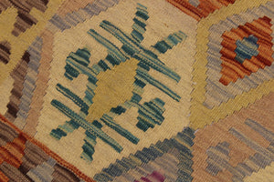 handmade Geometric Kilim Beige Rust Hand-Woven RECTANGLE 100% WOOL area rug 5 x 7