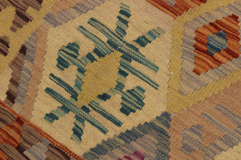 handmade Geometric Kilim Beige Rust Hand-Woven RECTANGLE 100% WOOL area rug 5 x 7