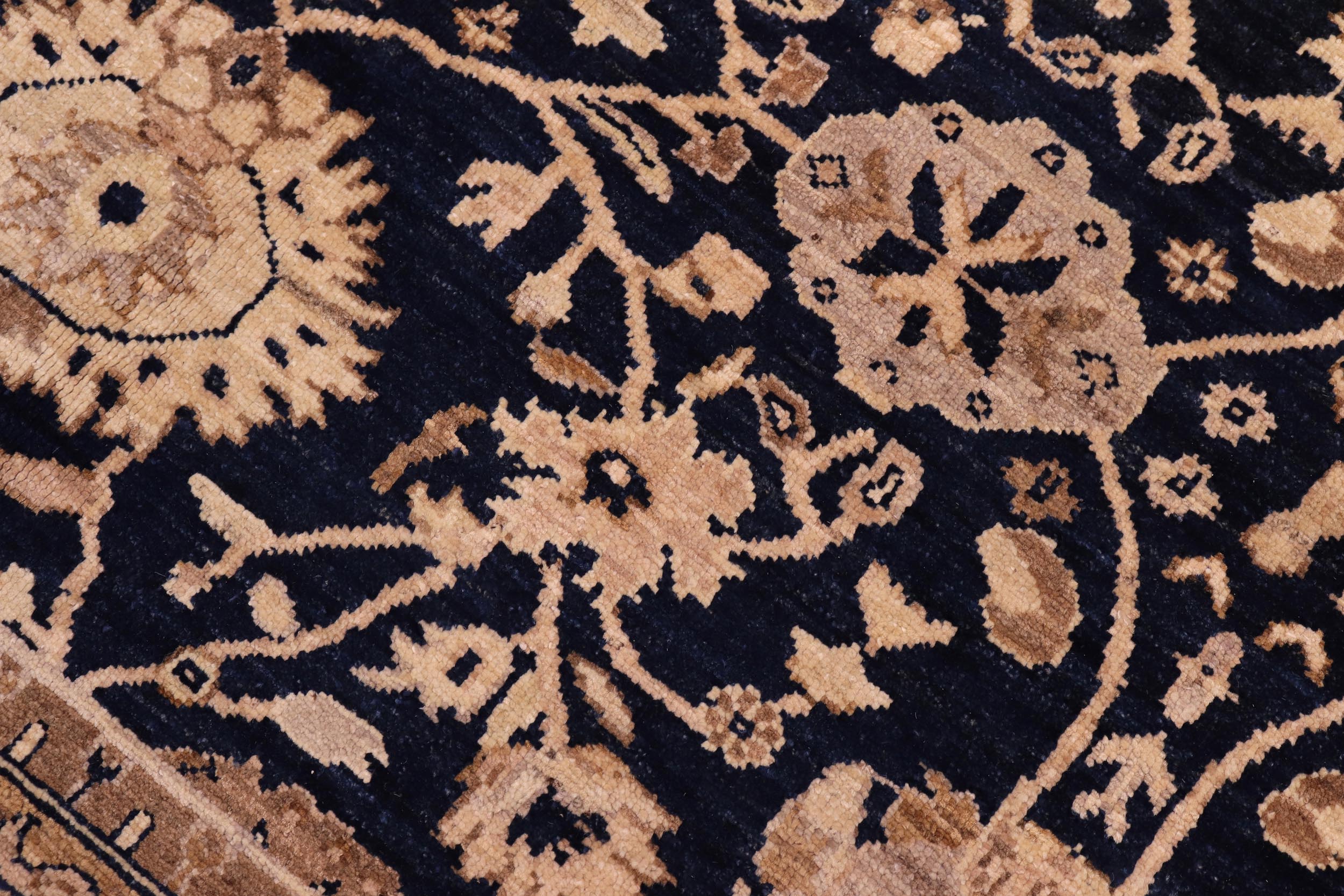 handmade Transitional Kafkaz Drk. Blue Tan Hand Knotted RECTANGLE 100% WOOL area rug 10' x 14'