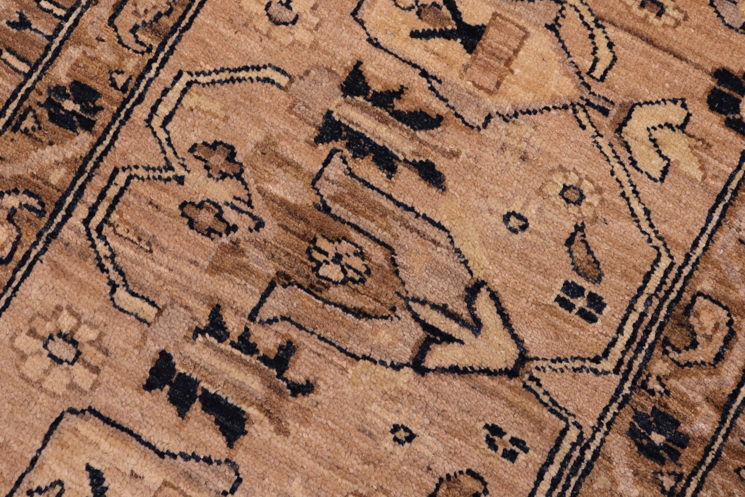 handmade Transitional Kafkaz Drk. Blue Tan Hand Knotted RECTANGLE 100% WOOL area rug 10' x 14'