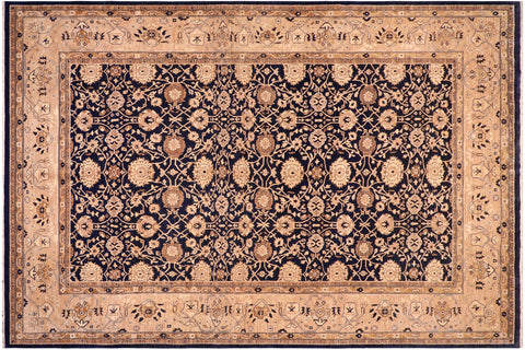 handmade Transitional Kafkaz Drk. Blue Tan Hand Knotted RECTANGLE 100% WOOL area rug 10' x 14'