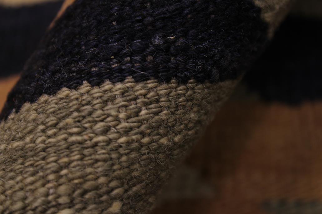 Flat Weave Kilim Antique Navaho Vintage handmade Modern Kilim Tan Black Hand-Woven Rectangle 100% Wool Area Rug 6x8 