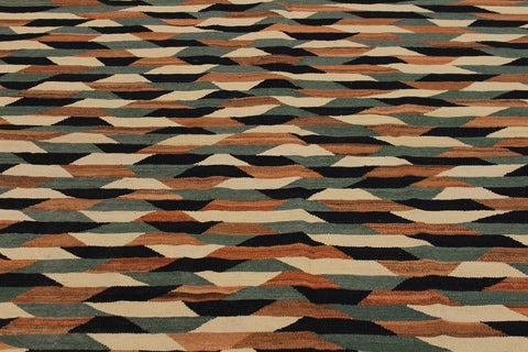 handmade Modern Kilim Ivory Drk. Blue Hand-Woven RECTANGLE 100% WOOL area rug 6x8