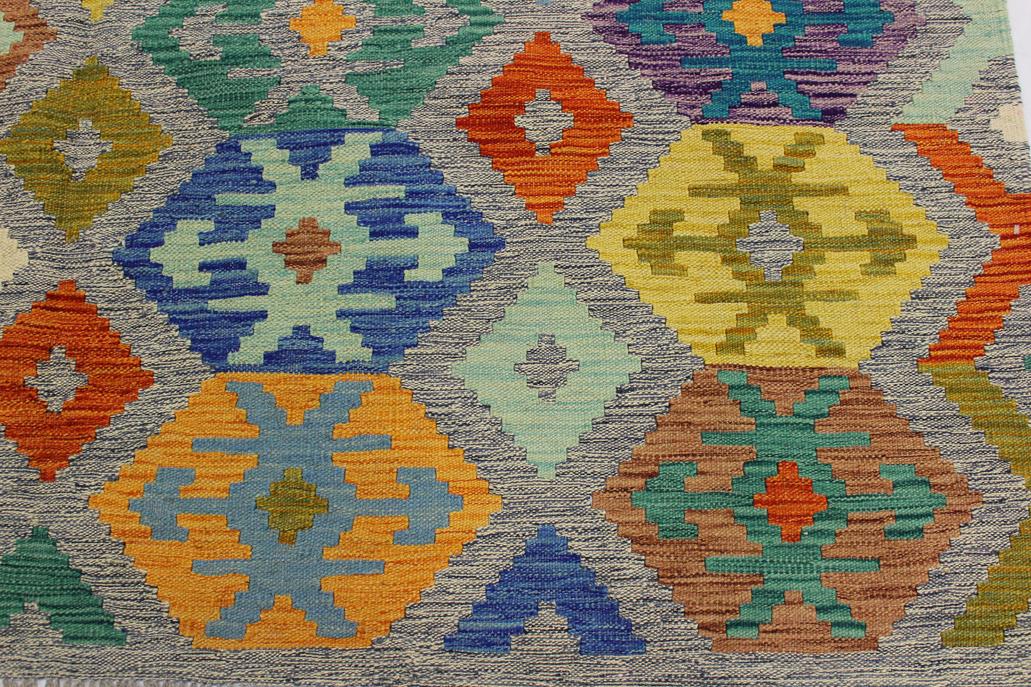 Flat Weave Kilim Antique Navaho Vintage handmade Modern Kilim Gray Beige Hand-Woven Rectangle 100% Wool Area Rug 7x10 