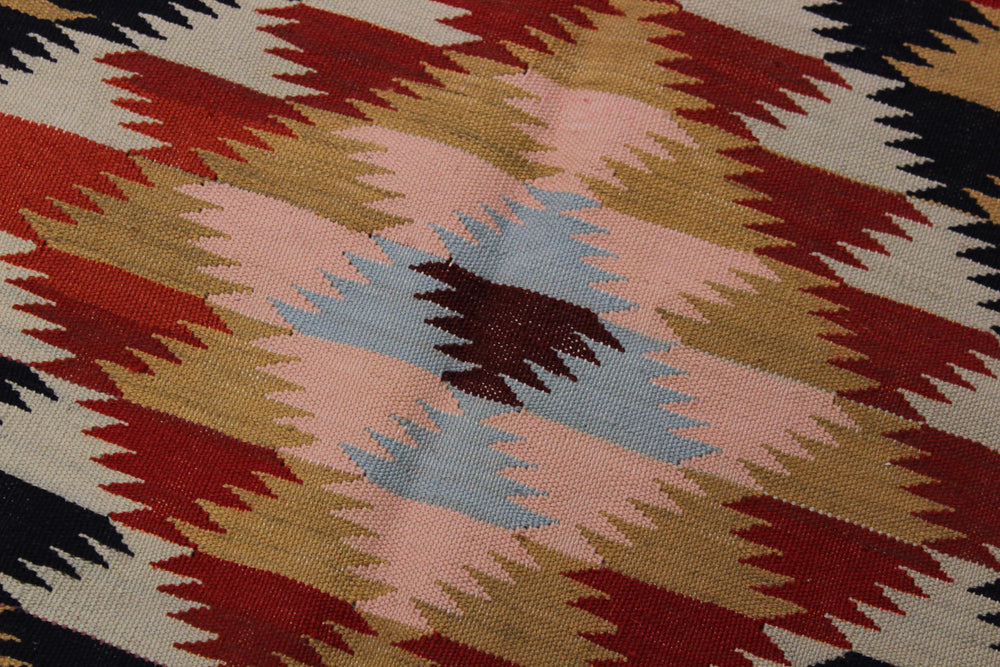 handmade Geometric Kilim Pink Rust Hand-Woven RECTANGLE 100% WOOL area rug 5 x 7