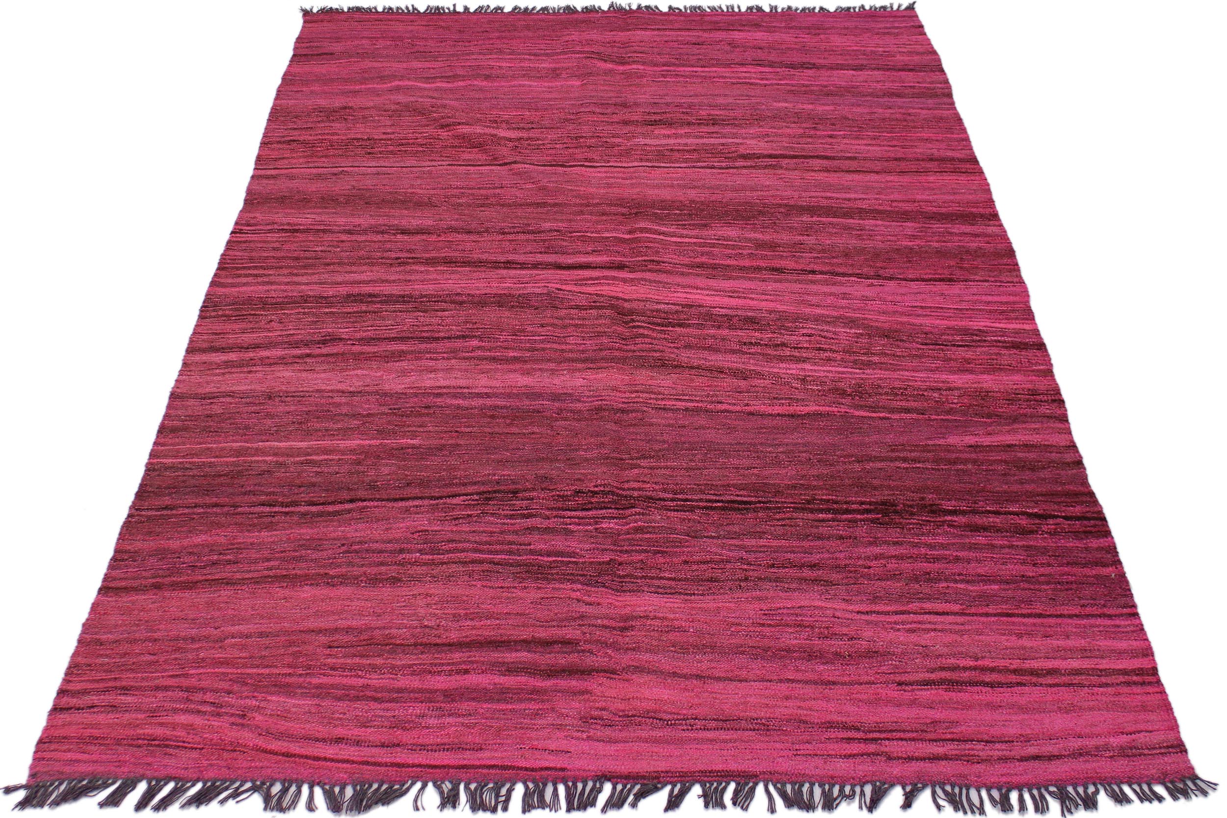 handmade Modern Kilim Pink Brown Hand-Woven RECTANGLE 100% WOOL area rug 6x8