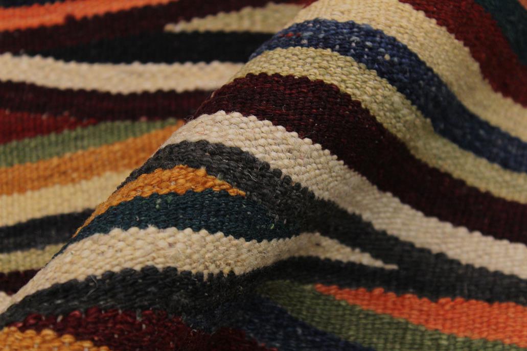 Flat Weave Kilim Antique Navaho Vintage handmade Modern Kilim Tan Blue Hand-Woven Rectangle 100% Wool Area Rug 3x4 