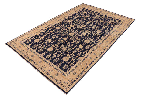 handmade Transitional Kafkaz Blue Brown Hand Knotted RECTANGLE 100% WOOL area rug 10' x 15'