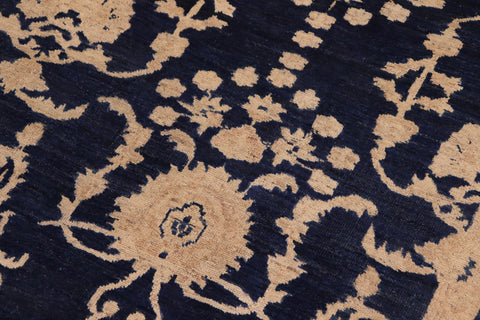 handmade Transitional Kafkaz Blue Brown Hand Knotted RECTANGLE 100% WOOL area rug 10' x 15'