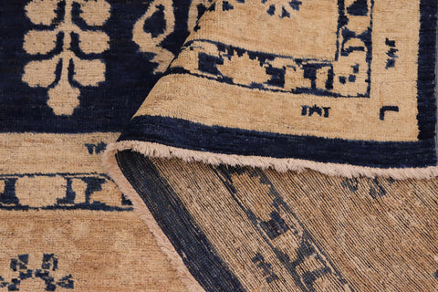 handmade Transitional Kafkaz Blue Brown Hand Knotted RECTANGLE 100% WOOL area rug 10' x 15'