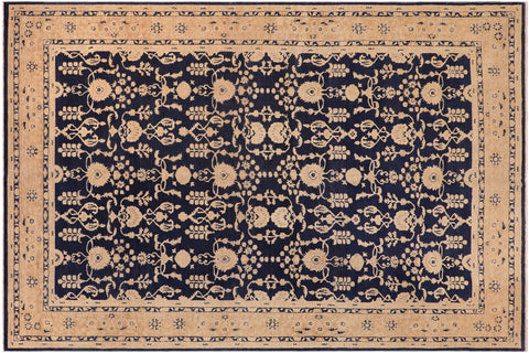 handmade Transitional Kafkaz Blue Brown Hand Knotted RECTANGLE 100% WOOL area rug 10' x 15'