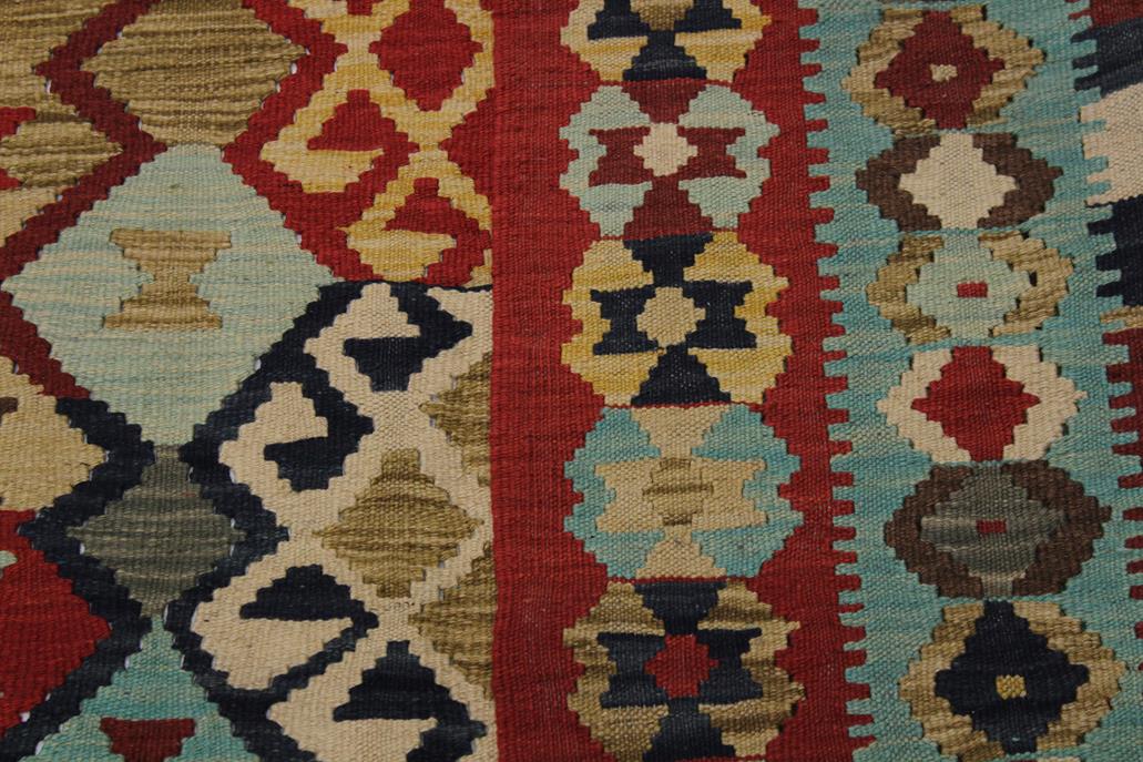 Flat Weave Kilim Antique Navaho Vintage handmade Geometric Kilim Beige Red Hand-Woven Rectangle 100% Wool Area Rug 5x7 