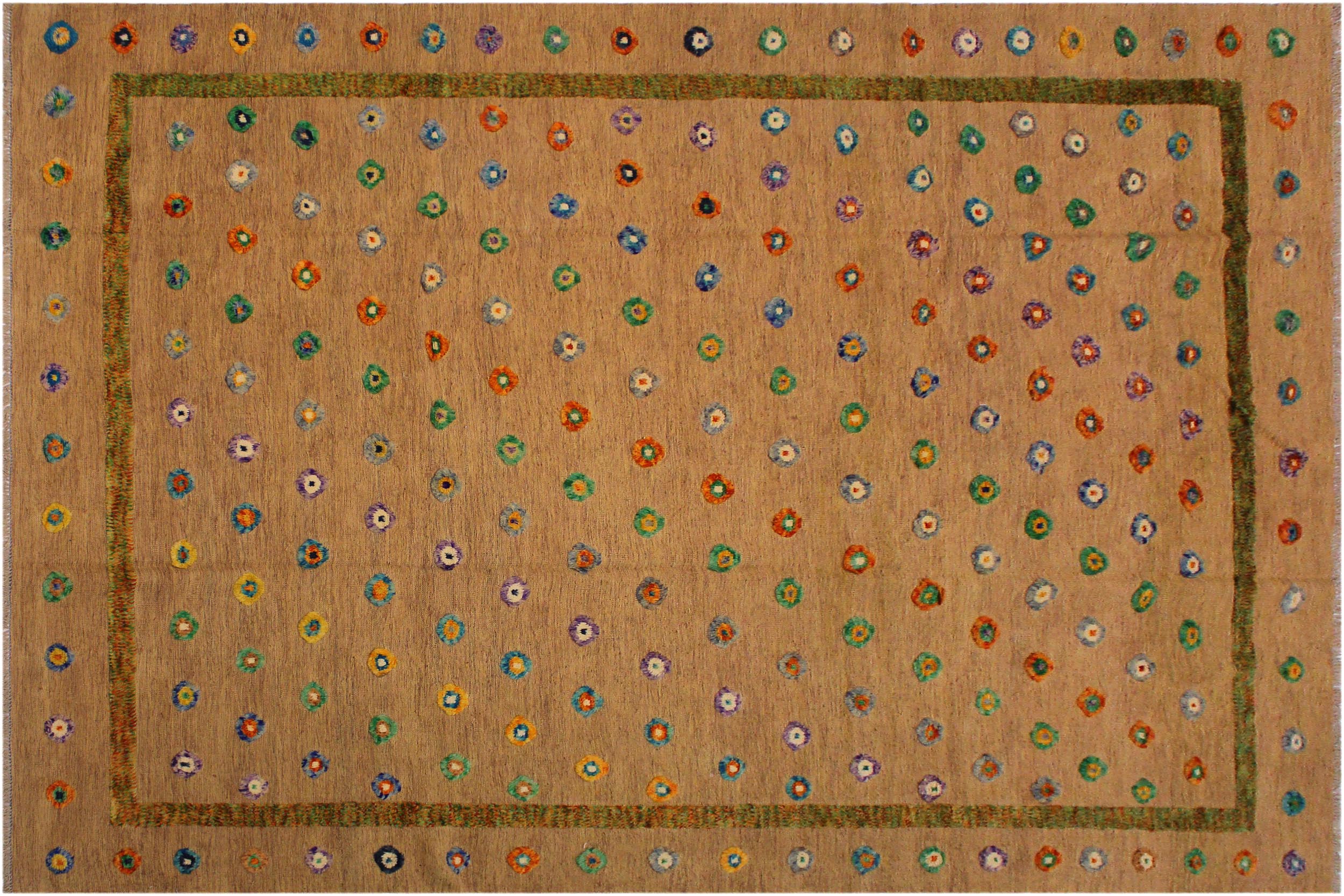 handmade Geometric Moroccan Hi Tan Green Hand Knotted RECTANGLE 100% WOOL area rug 9' x 11'