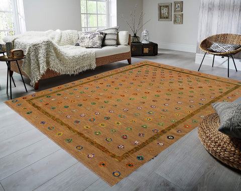 handmade Geometric Moroccan Hi Tan Green Hand Knotted RECTANGLE 100% WOOL area rug 9' x 11'