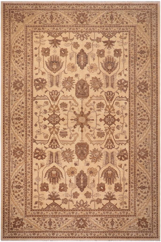 handmade Traditional Kafkaz Beige Tan Hand Knotted RECTANGLE 100% WOOL area rug 10 x 14