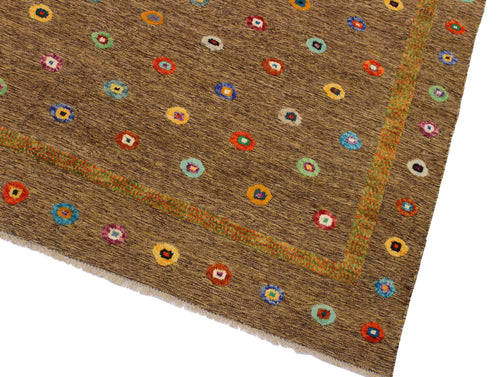 handmade Geometric Moroccan Hi Brown Gold Hand Knotted RECTANGLE 100% WOOL area rug 8' x 10'