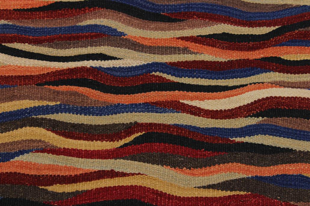 Flat Weave Kilim Antique Navaho Vintage handmade Modern Kilim Beige Blue Hand-Woven Rectangle 100% Wool Area Rug 8x10 