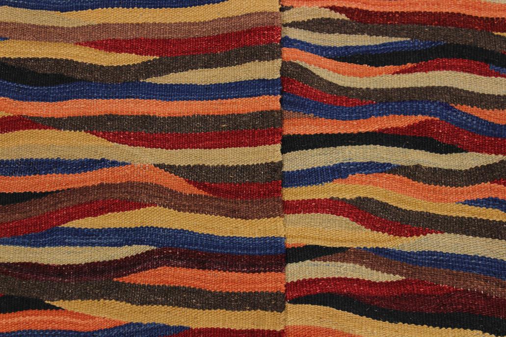 Flat Weave Kilim Antique Navaho Vintage handmade Modern Kilim Beige Blue Hand-Woven Rectangle 100% Wool Area Rug 8x10 