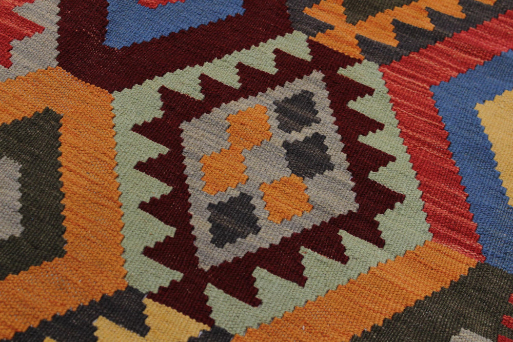 handmade Geometric Kilim Gray Red Hand-Woven RECTANGLE 100% WOOL area rug 6 x 8