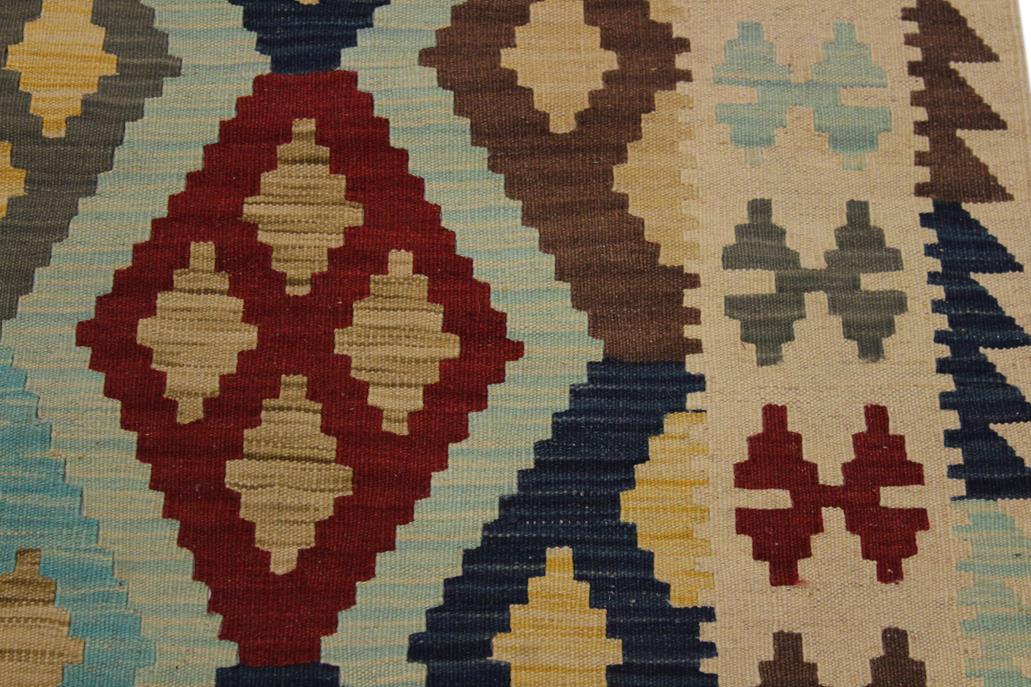Flat Weave Kilim Antique Navaho Vintage handmade Geometric Kilim Ivory Brown Hand-Woven Rectangle 100% Wool Area Rug 5x7 