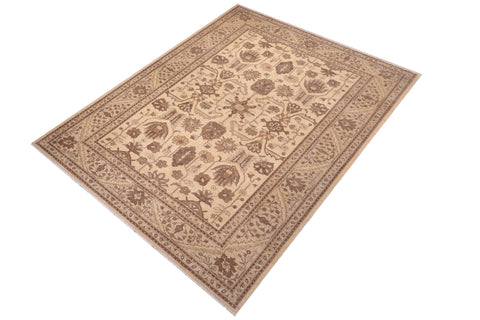 handmade Transitional Kafkaz Beige Tan Hand Knotted RECTANGLE 100% WOOL area rug 10' x 14'