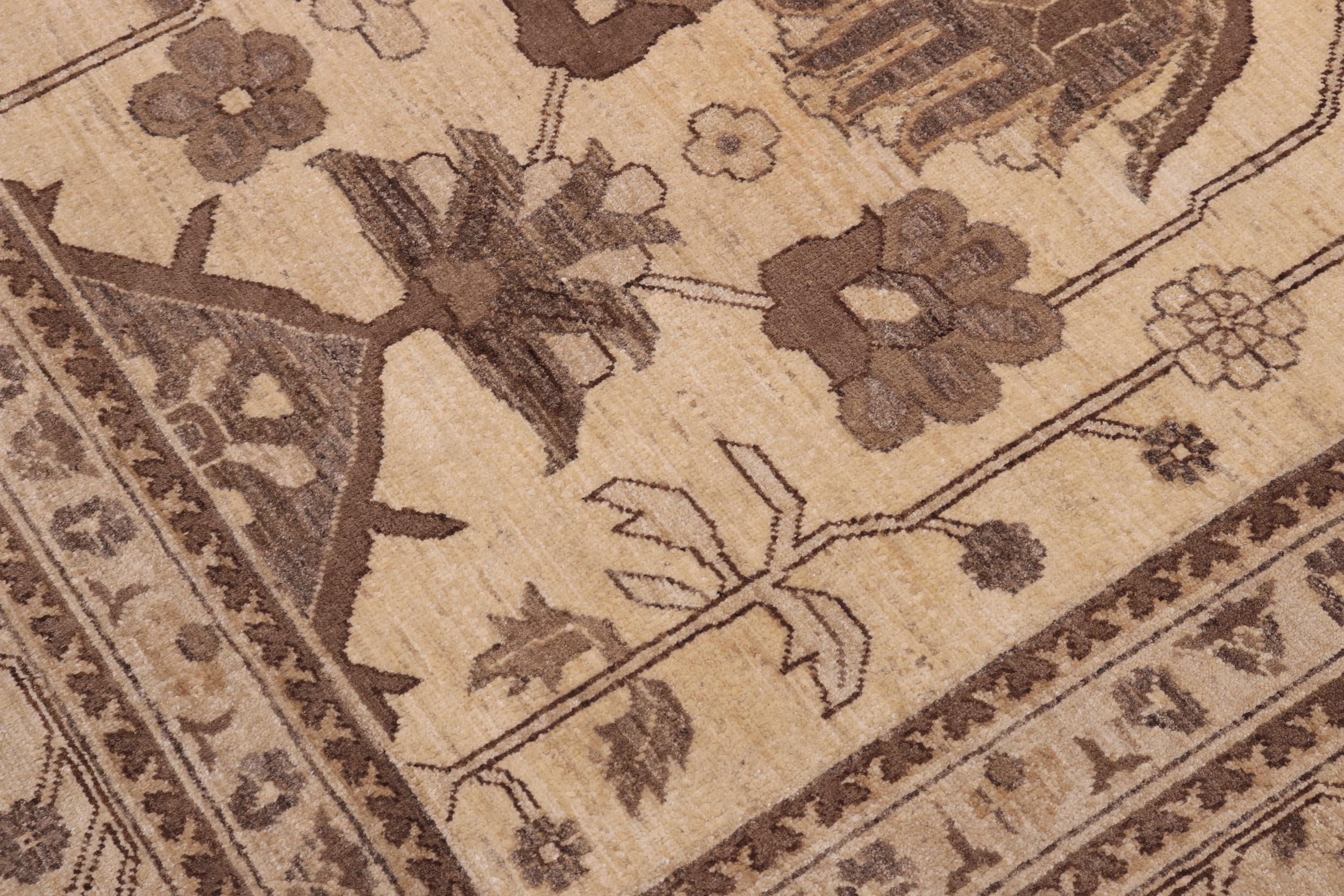 handmade Transitional Kafkaz Beige Tan Hand Knotted RECTANGLE 100% WOOL area rug 10' x 14'