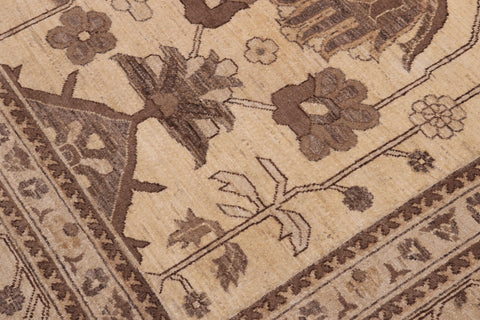 handmade Transitional Kafkaz Beige Tan Hand Knotted RECTANGLE 100% WOOL area rug 10' x 14'