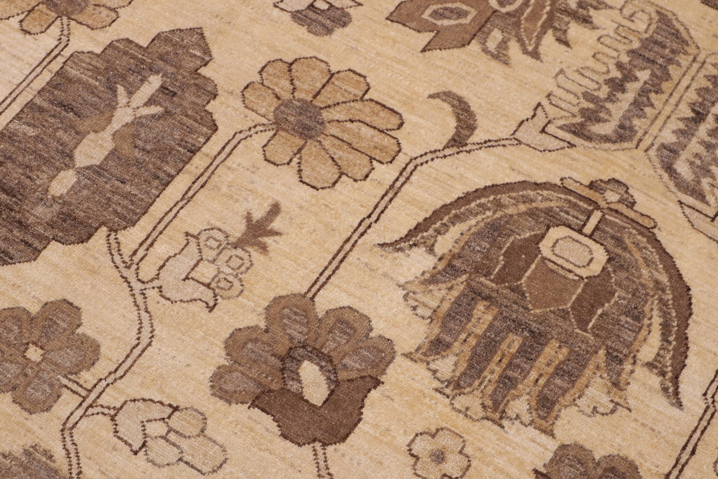 handmade Transitional Kafkaz Beige Tan Hand Knotted RECTANGLE 100% WOOL area rug 10' x 14'
