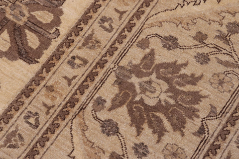 handmade Transitional Kafkaz Beige Tan Hand Knotted RECTANGLE 100% WOOL area rug 10' x 14'