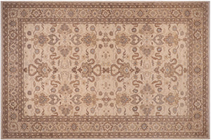 10x14 hand knotted transitional wool rug in ivory and tan - Boho Chic Celsa