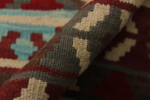 handmade Geometric Kilim Red Tan Hand-Woven RECTANGLE 100% WOOL area rug 5 x 7