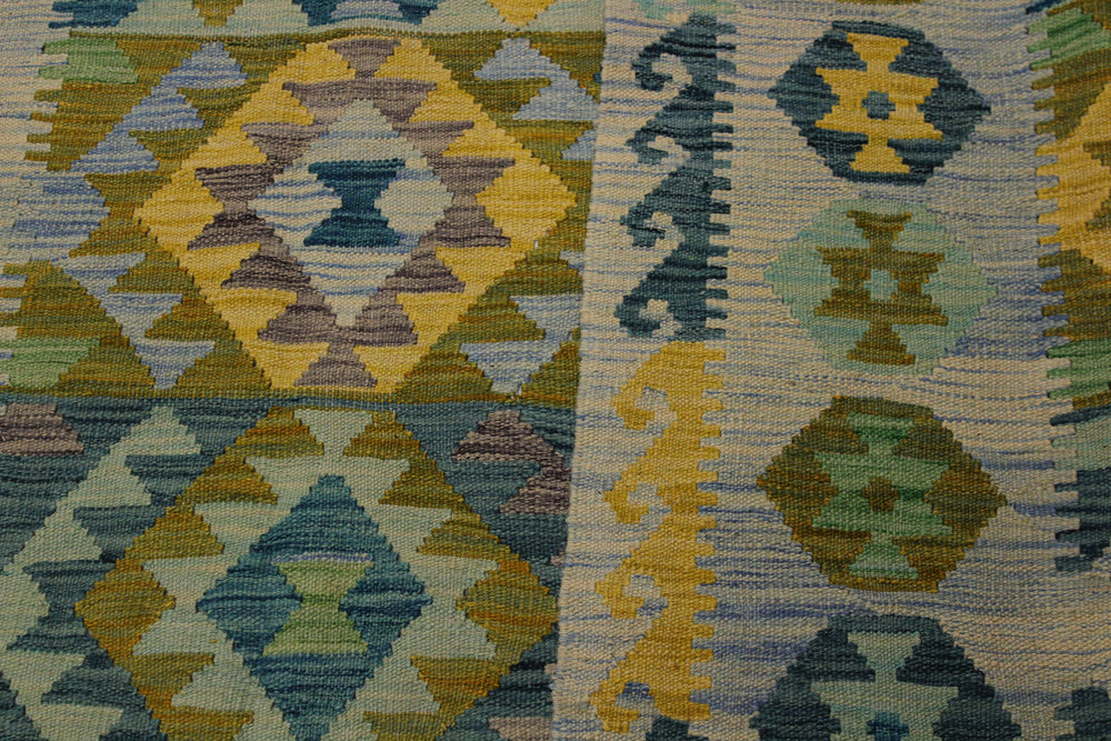 handmade Geometric Kilim Gray Blue Hand-Woven RECTANGLE 100% WOOL area rug 5 x 7