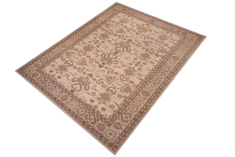 handmade Transitional Kafkaz Ivory Tan Hand Knotted RECTANGLE 100% WOOL area rug 10' x 14'