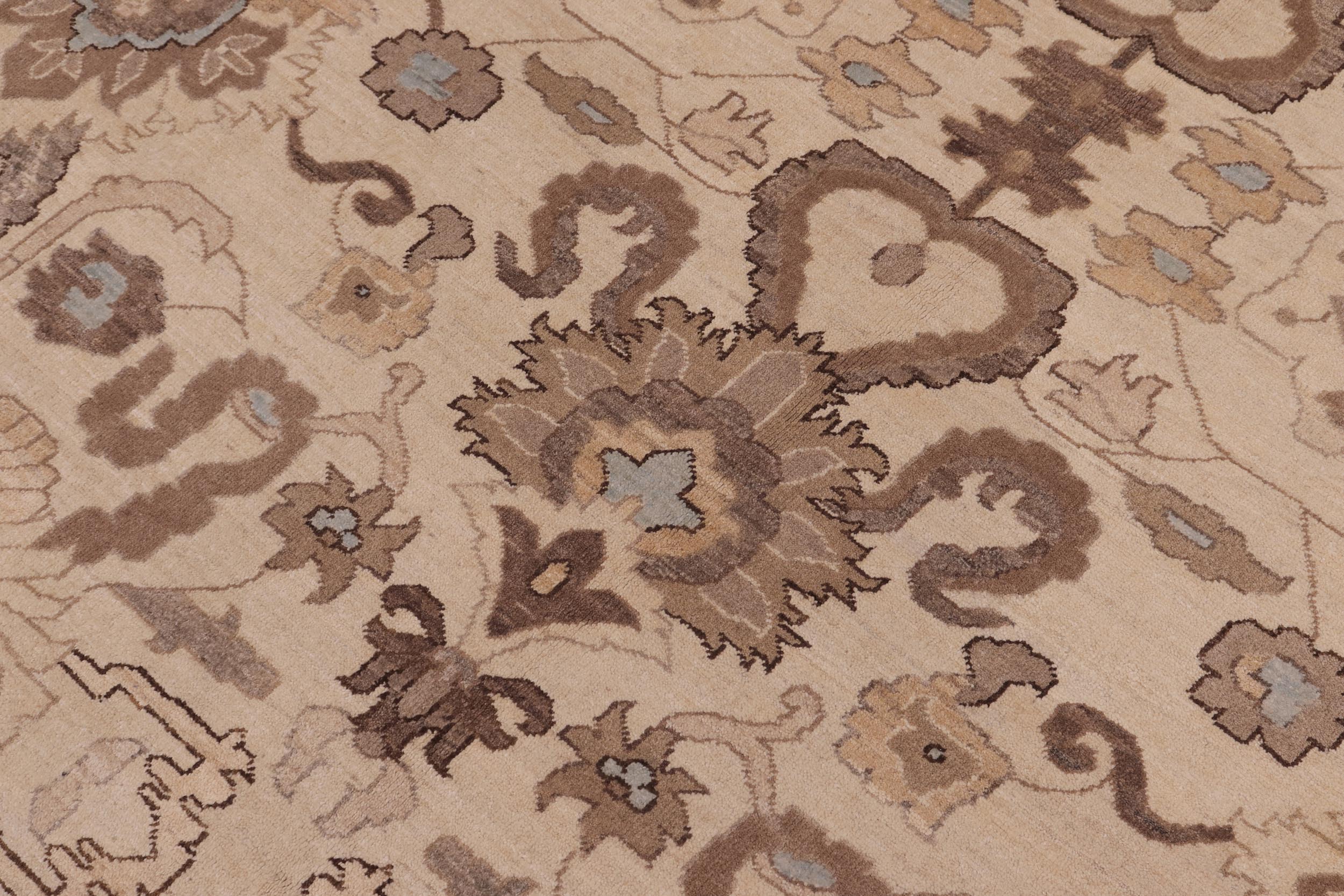 handmade Transitional Kafkaz Ivory Tan Hand Knotted RECTANGLE 100% WOOL area rug 10' x 14'