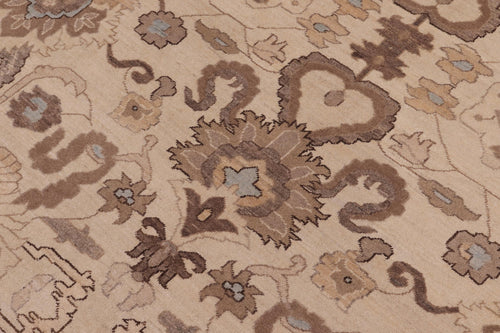 handmade Transitional Kafkaz Ivory Tan Hand Knotted RECTANGLE 100% WOOL area rug 10' x 14'