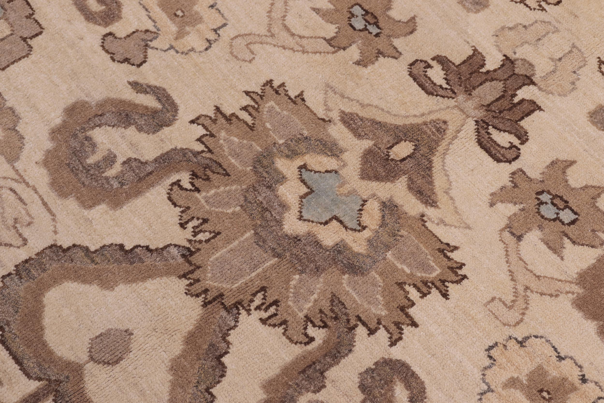 handmade Transitional Kafkaz Ivory Tan Hand Knotted RECTANGLE 100% WOOL area rug 10' x 14'