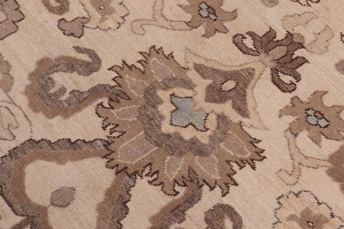 handmade Transitional Kafkaz Ivory Tan Hand Knotted RECTANGLE 100% WOOL area rug 10' x 14'