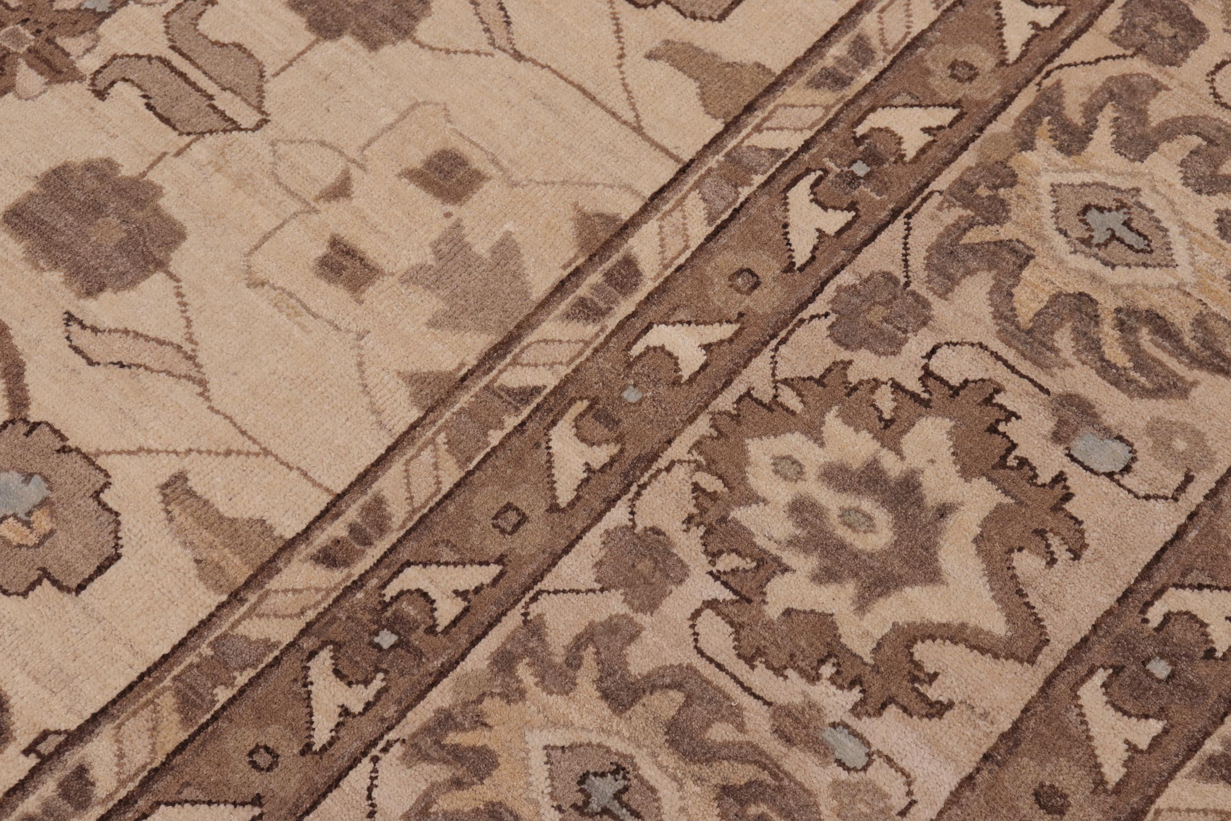handmade Transitional Kafkaz Ivory Tan Hand Knotted RECTANGLE 100% WOOL area rug 10' x 14'