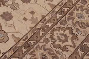 handmade Transitional Kafkaz Ivory Tan Hand Knotted RECTANGLE 100% WOOL area rug 10' x 14'