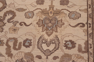 handmade Transitional Kafkaz Ivory Tan Hand Knotted RECTANGLE 100% WOOL area rug 10' x 14'