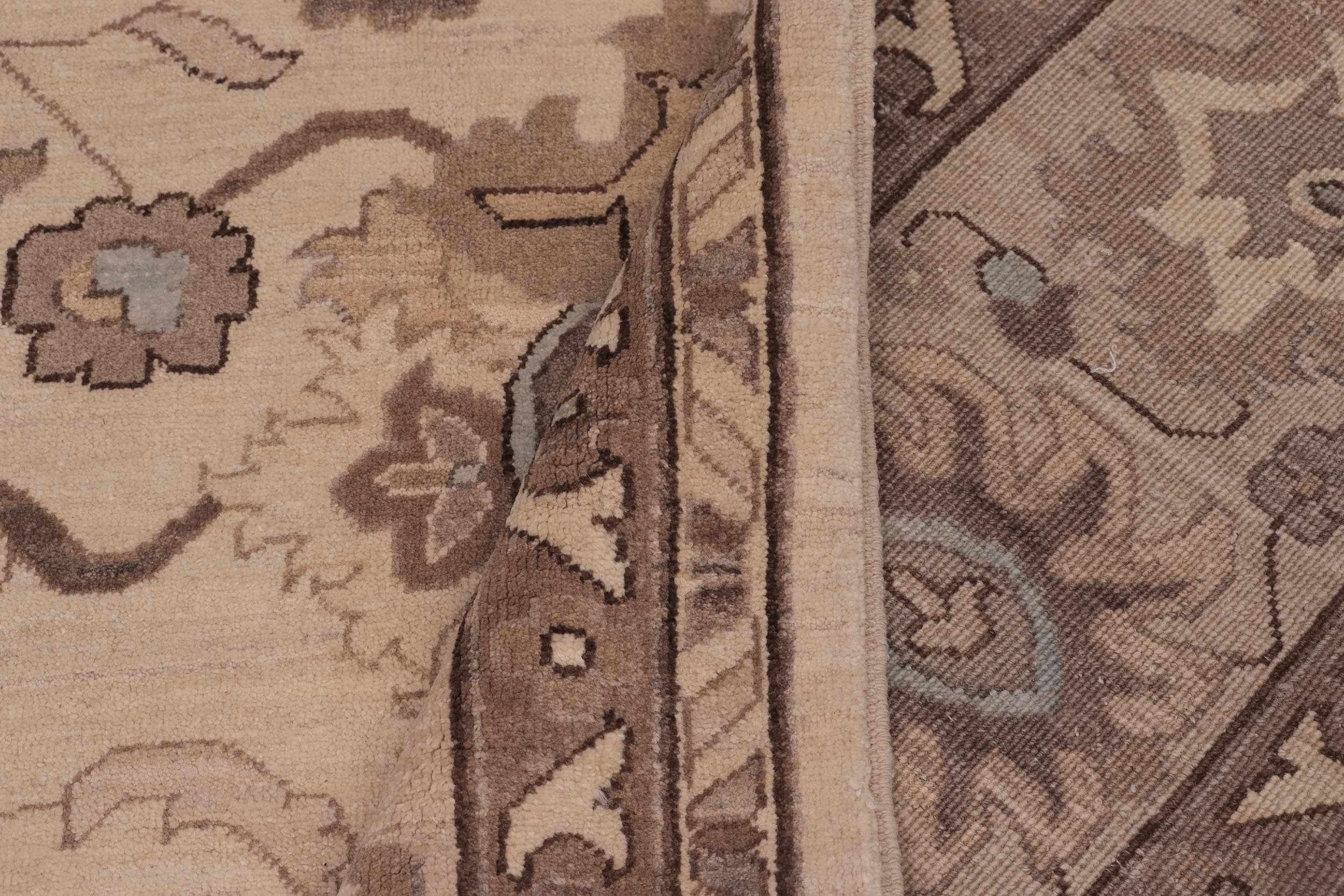 handmade Transitional Kafkaz Ivory Tan Hand Knotted RECTANGLE 100% WOOL area rug 10' x 14'