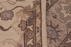 handmade Transitional Kafkaz Ivory Tan Hand Knotted RECTANGLE 100% WOOL area rug 10' x 14'
