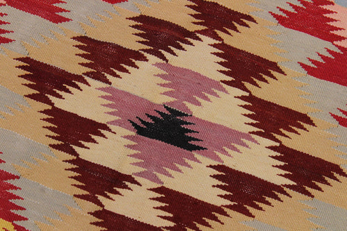 handmade Modern Kilim Gray Red Hand-Woven RECTANGLE 100% WOOL area rug 5 x 6