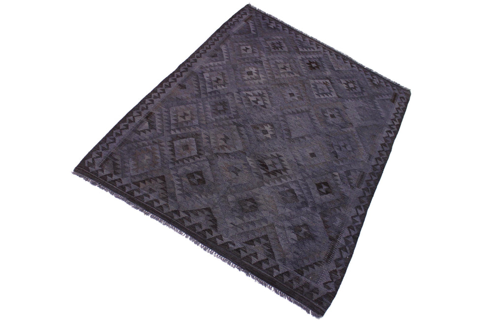 handmade Modern Kilim Gray Brown Hand-Woven RECTANGLE 100% WOOL area rug 6' x 8'