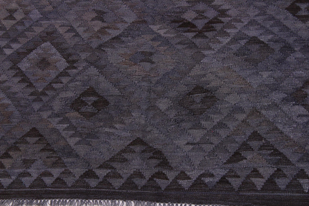 handmade Modern Kilim Gray Brown Hand-Woven RECTANGLE 100% WOOL area rug 6' x 8'