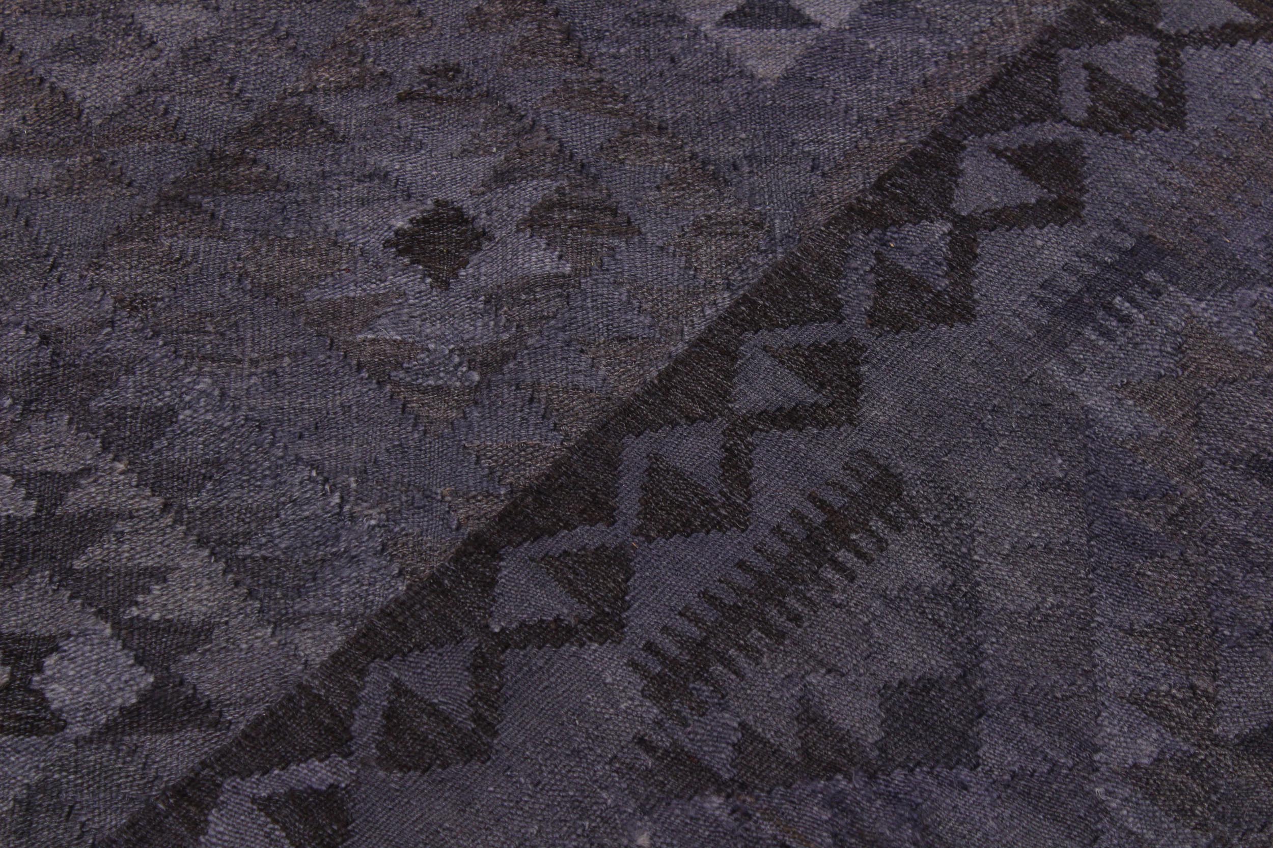 handmade Modern Kilim Gray Brown Hand-Woven RECTANGLE 100% WOOL area rug 6' x 8'