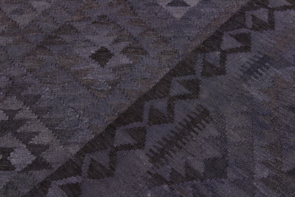 handmade Modern Kilim Gray Brown Hand-Woven RECTANGLE 100% WOOL area rug 6' x 8'