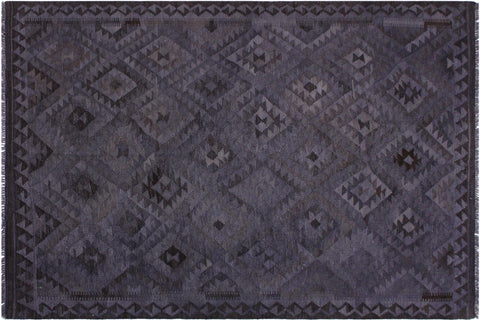 handmade Modern Kilim Gray Brown Hand-Woven RECTANGLE 100% WOOL area rug 6' x 8'