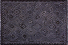 handmade Modern Kilim Gray Brown Hand-Woven RECTANGLE 100% WOOL area rug 6' x 8'